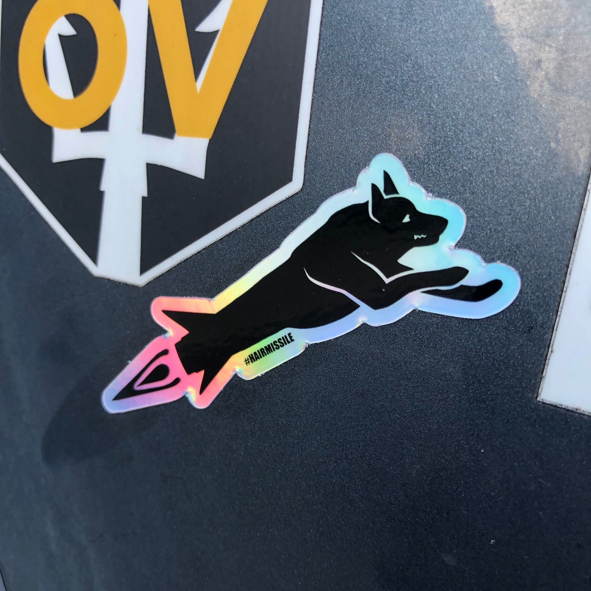 Holographic Hairmissile Sticker - Small